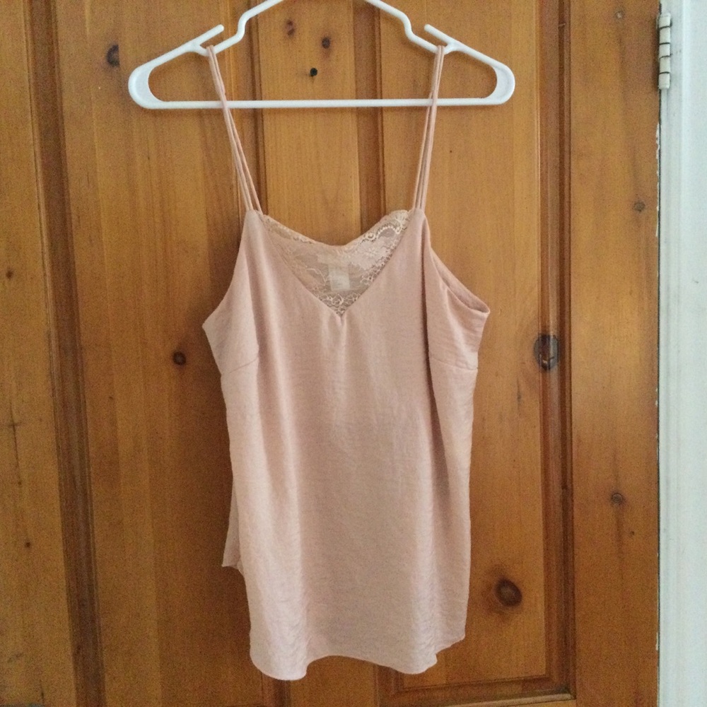 H&M Pink Satin Lace Top